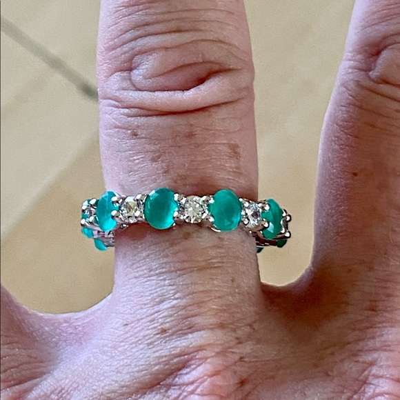 ❌❌❌SOLD❌❌❌NWOT 4.32 CTW BEAUTIFUL GREEN EMERALD AND NATURAL WHITE SAPPHIRE RING - Picture 12 of 16